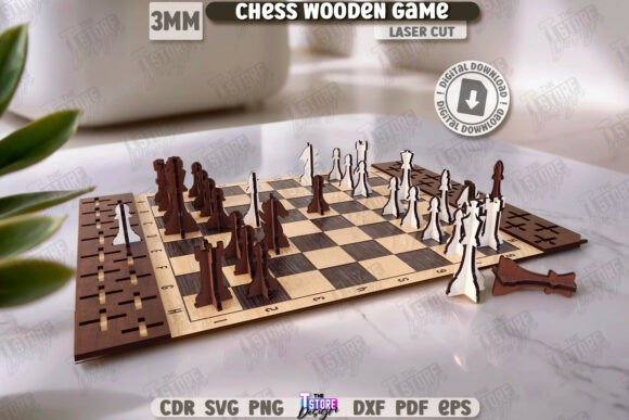 3D Chess Game Laser Cut Board Games SVG