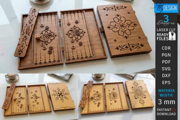 Backgammon Boards Laser Cut Bundle SVG