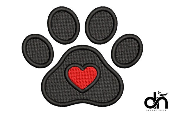 Celebrating the Bond: The Art and Utility of the Dog Paw with Heart Embroidery Design