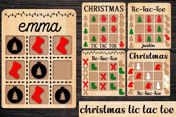 Christmas Tic Toc Toe Game Laser Cut