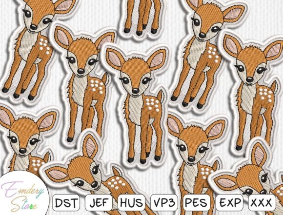 Cute Fawn Deer Patches Embroidery Design
