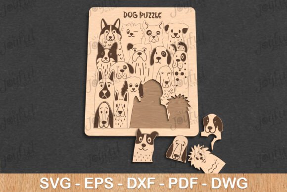 Dog Puzzle SVG Wooden Game for Kids