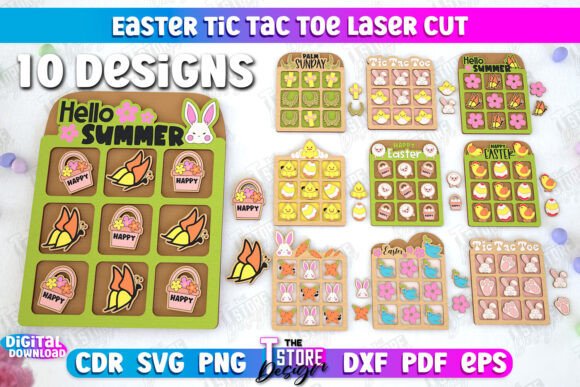 Easter Tic Tac Toe Bundle Classic Game: A Versatile Digital Design for Laser Cutting Enthusiasts
