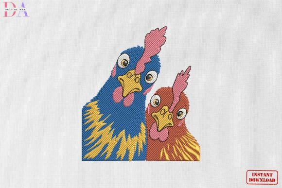 Funny Chicken Friends Faces Embroidery Pattern