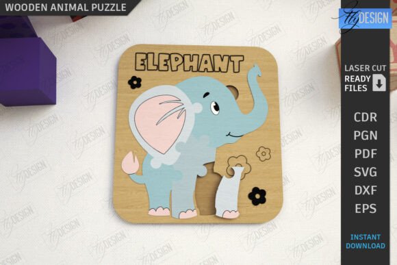 Kids Animals Puzzle Laser Cut Mini Game