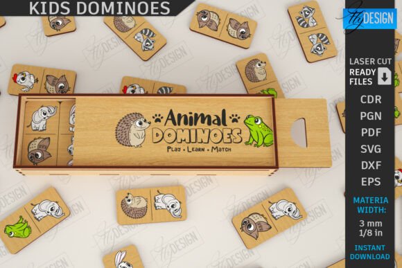 Kids Dominoes Laser Cut Animals Design