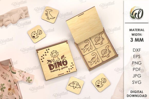 Kids Memory Game Box Laser Cut. Dino SVG – A Creative Digital Design for DIY Enthusiasts