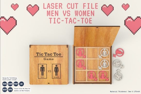 MEN Vs WOMEN Tic Tac Toe Game SVG for Laser Cutting: A Practical Design Resource