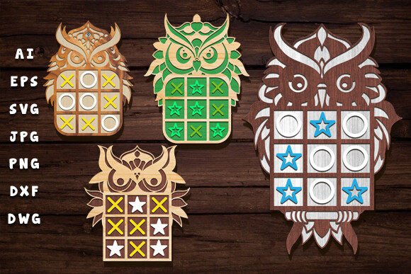 Owl Laser Cut Tic Tac Toe Game Board Set – A Creative Resource for Makers and Entrepreneurs