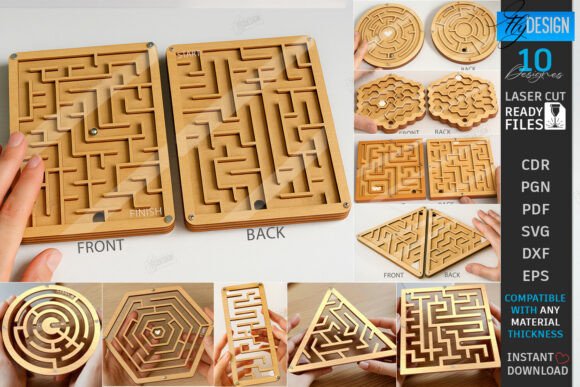 Pocket Wooden Maze Game Laser Cut Bundle: A Versatile Digital Design for Laser Cutting Enthusiasts