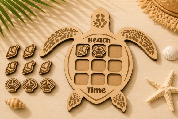 Summer Beach Tic Tac Toe Laser Cut SVG: The Ultimate DIY Game Board Solution