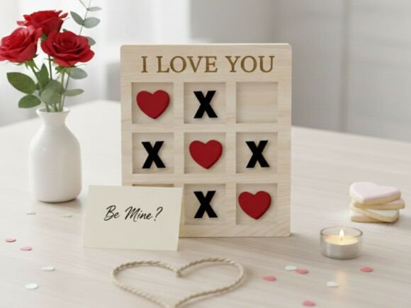 Tic Tac Toe Heart Game Laser Cut File