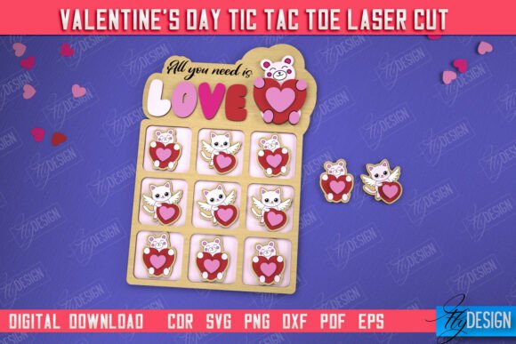 Valentine's Day Tic Tac Toe Game for Laser Cutting Projects